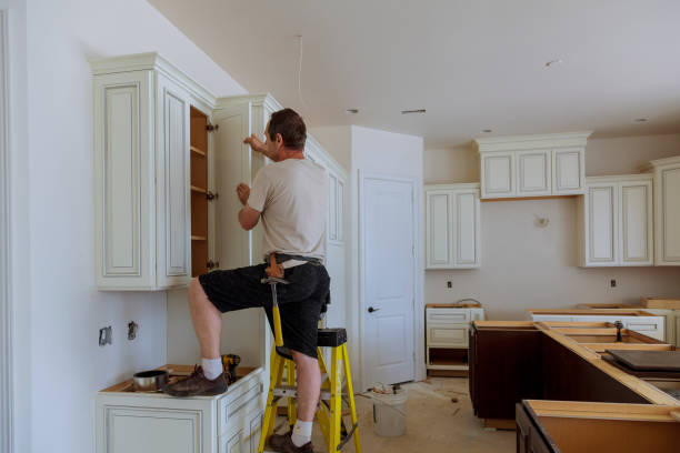 Kitchen island installation in Kendall Park by JMT Kitchen Cabinet